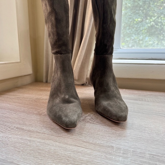 New Reformation Remy Knee High Boot Kitten Heel Tall Suede Leather Green 9 - Picture 5 of 9